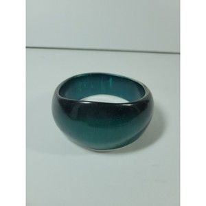 Vintage Lucite  Blue Green Moonglow Asymmetrical Bangle Chunky Plastic Bracelet